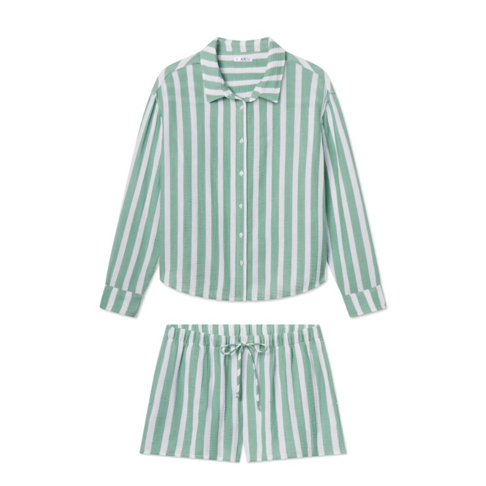 NWT LAKE Nantucket Shorts Set in Granite Green Sail Stripe